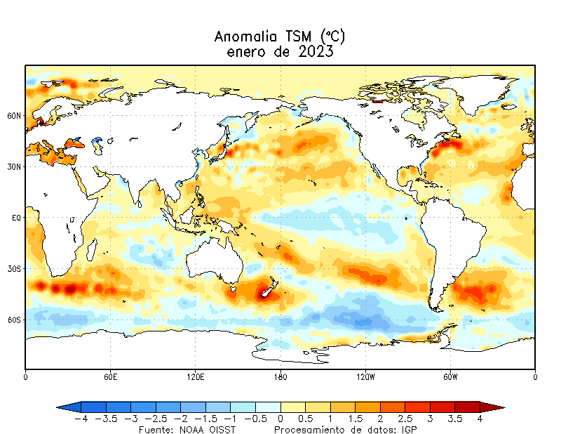 Anomalía de temperatura superficial del mar